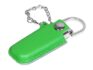 USB 2.0- флешка на 16 Гб в массивном корпусе с кожаным чехлом - 16Gb, зеленый/серебристый