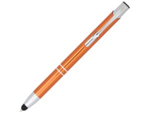 Ручка-стилус металлическая шариковая «Moneta» с анодированным покрытием - оранжевый/серебристый