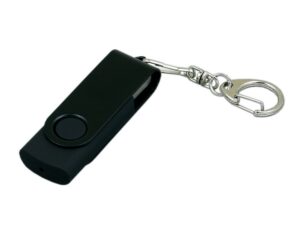 USB 2.0- флешка промо на 16 Гб с поворотным механизмом и однотонным металлическим клипом - 32Gb, черный