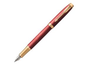 Ручка перьевая Parker IM Premium, F - красный/золотистый
