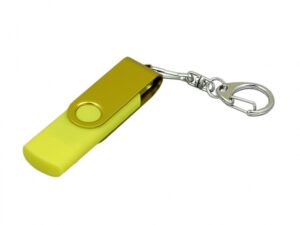 USB 2.0- флешка на 16 Гб с поворотным механизмом и дополнительным разъемом Micro USB - 16Gb, желтый