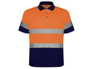Рубашка поло со светоотражающими полосами «Polaris», мужская - S, нэйви/неоновый оранжевый