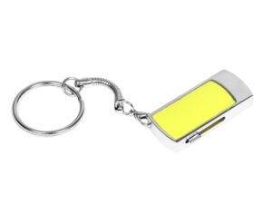 USB 2.0- флешка на 16 Гб с выдвижным механизмом и мини чипом - 64Gb, серебристый, желтый