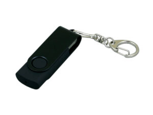 USB 2.0- флешка промо на 16 Гб с поворотным механизмом и однотонным металлическим клипом - 4Gb, черный