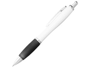 Ручка пластиковая шариковая «Nash» - черные чернила, белый/черный/серебристый