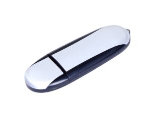 USB 2.0- флешка промо на 16 Гб овальной формы - 64Gb, серебристый/черный