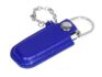 USB 2.0- флешка на 16 Гб в массивном корпусе с кожаным чехлом - 64Gb, синий/серебристый