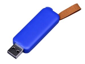 USB 2.0- флешка промо на 4 Гб прямоугольной формы, выдвижной механизм - 32Gb, синий