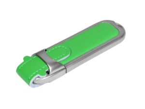 USB 2.0- флешка на 16 Гб с массивным классическим корпусом - 64Gb, зеленый/серебристый