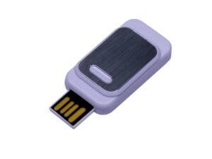 USB 2.0- флешка промо на 8 Гб прямоугольной формы, выдвижной механизм - 32Gb, белый