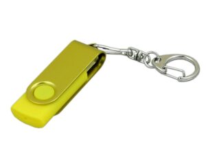 USB 2.0- флешка промо на 16 Гб с поворотным механизмом и однотонным металлическим клипом - 64Gb, желтый