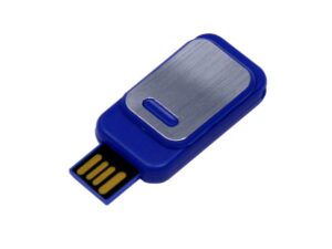 USB 2.0- флешка промо на 8 Гб прямоугольной формы, выдвижной механизм - 32Gb, синий
