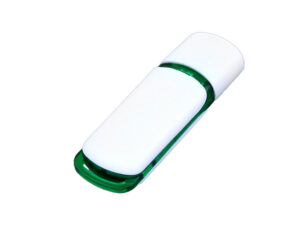 USB 2.0- флешка на 16 Гб с цветными вставками - 8Gb, белый/зеленый