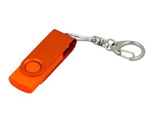 USB 2.0- флешка промо на 16 Гб с поворотным механизмом и однотонным металлическим клипом - 64Gb, оранжевый