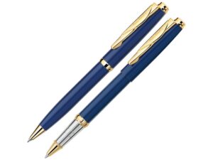 Набор «PEN & PEN»: ручка шариковая, ручка-роллер - синий/золотистый/серебристый