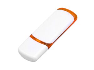 USB 2.0- флешка на 16 Гб с цветными вставками - 16Gb, белый/оранжевый