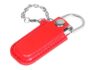 USB 2.0- флешка на 16 Гб в массивном корпусе с кожаным чехлом - 64Gb, красный/серебристый