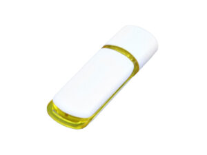 USB 2.0- флешка на 16 Гб с цветными вставками - 64Gb, белый/желтый