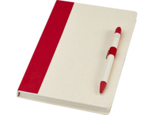 Блокнот A5 «Dairy Dream» с шариковой ручкой - красный/бежевый