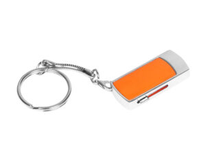 USB 2.0- флешка на 16 Гб с выдвижным механизмом и мини чипом - 8Gb, оранжевый/серебристый