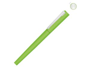 Ручка металлическая роллер «Brush R GUM» soft-touch с зеркальной гравировкой - зеленое яблоко