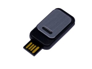USB 2.0- флешка промо на 8 Гб прямоугольной формы, выдвижной механизм - 16Gb, черный
