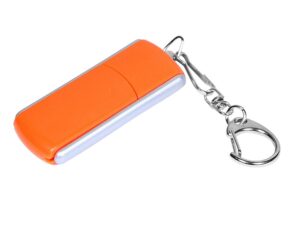 USB 2.0- флешка промо на 16 Гб с прямоугольной формы с выдвижным механизмом - 64Gb, оранжевый/серебристый