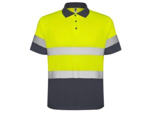 Рубашка поло со светоотражающими полосами «Polaris», мужская - S, свинцовый/неоновый желтый