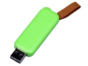 USB 2.0- флешка промо на 4 Гб прямоугольной формы, выдвижной механизм - 4Gb, зеленый
