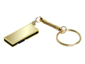 USB 2.0- флешка на 16 Гб с поворотным механизмом и зеркальным покрытием - 32Gb, золотистый