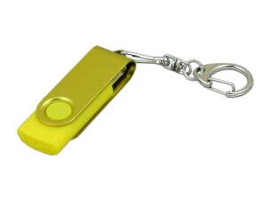 USB 2.0- флешка промо на 16 Гб с поворотным механизмом и однотонным металлическим клипом - 32Gb, желтый