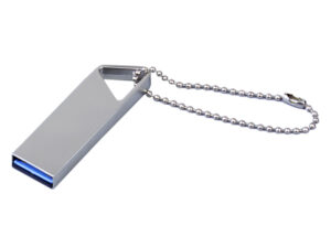 USB 2.0-флешка на 512 Мбайт с мини чипом и отверстием для цепочки - 64Gb, серебристый