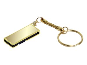 USB 2.0- флешка на 16 Гб с поворотным механизмом и зеркальным покрытием - 16Gb, золотистый